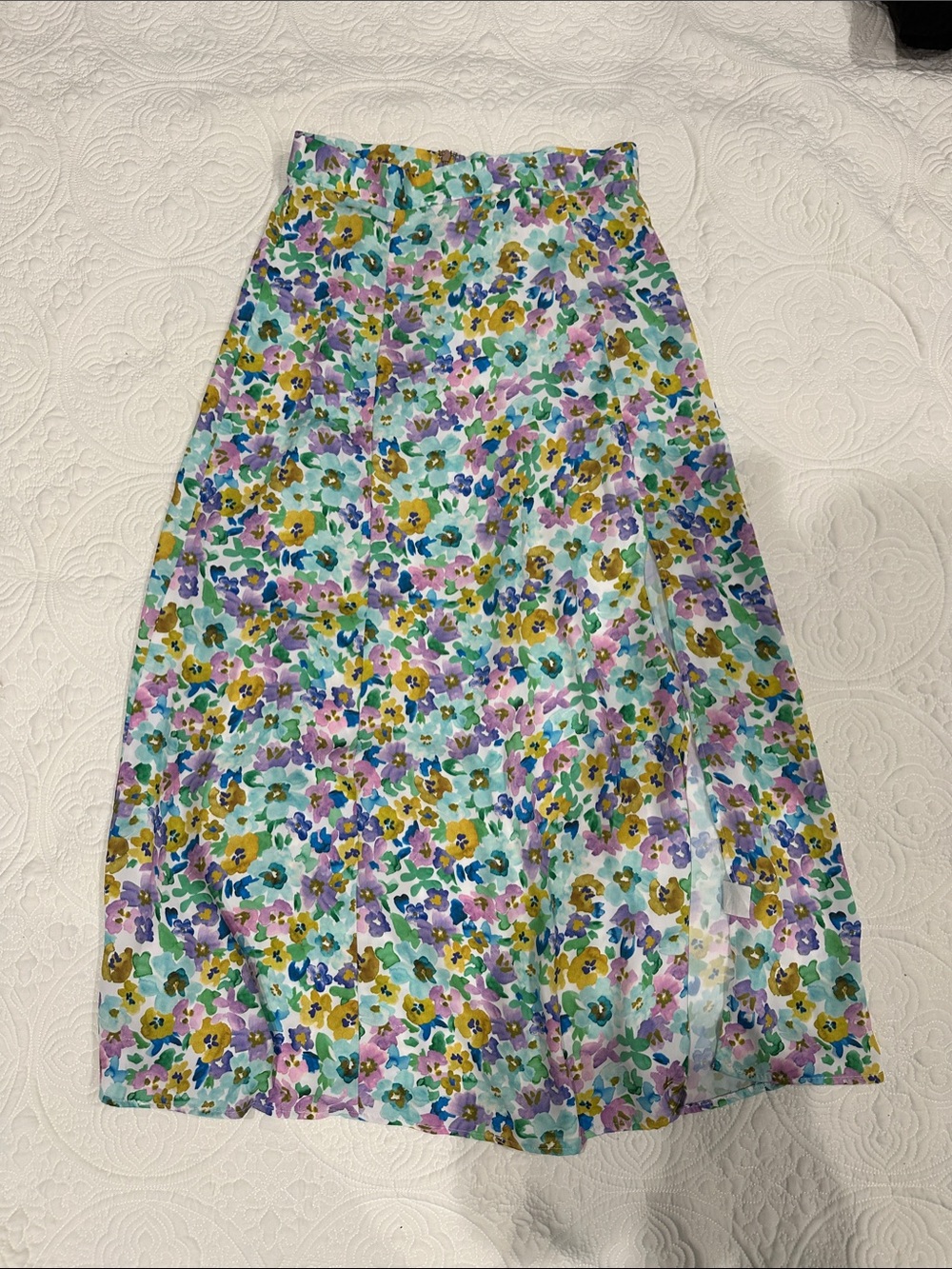 RESA Floral Midi Skirt in Yellow, Mint, Lavender